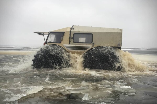 Not only it carelessly drives through water...