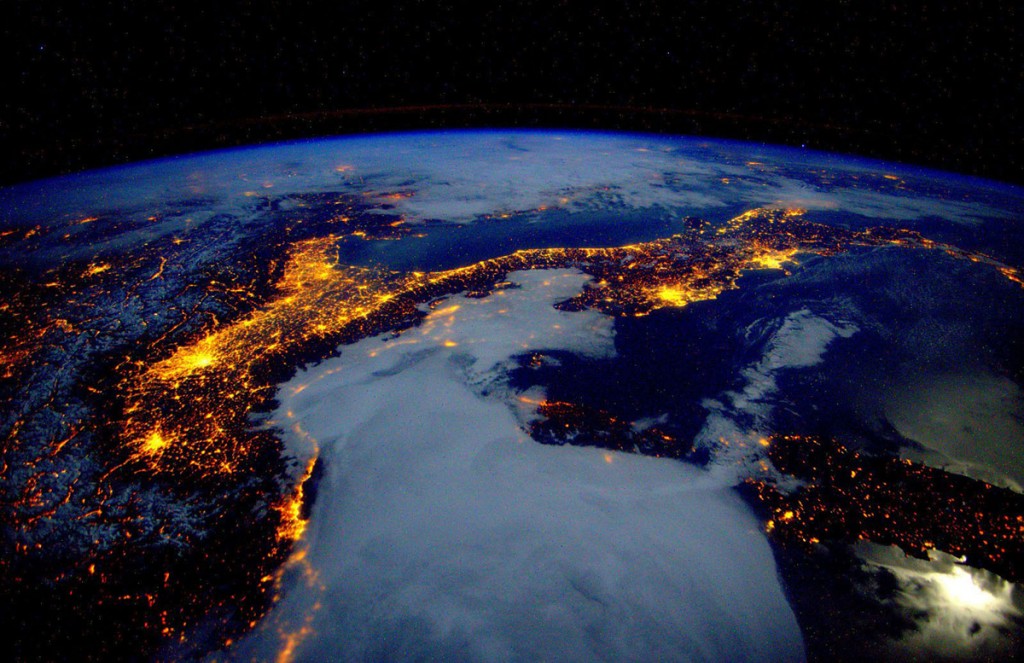 Italy and the Alps seen from space.