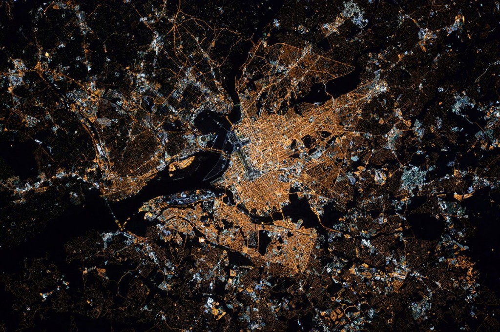 Washington, D.C. at night shot from the International Space Station by Scott Kelly.