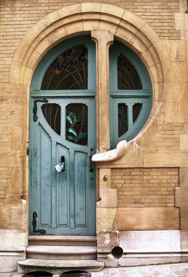 Art Nouveau door at 6 rue du lac, Brussels