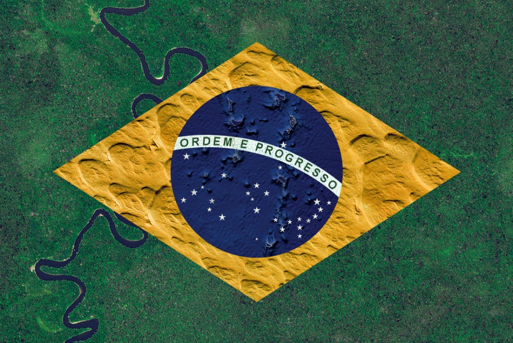 Brazilian flag. Satellite photography from Indonesia, Saudi Arabia, Oceania, Greenland