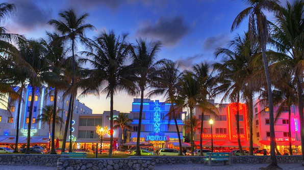 View of South Beach, Miami at Dusk