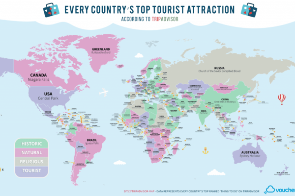 These Are The Top Tourist Attractions in Every Country Map